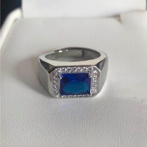 Elegant Sterling Silver and Blue Gemstone Ring